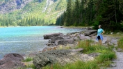 PICTURES/Glacier - Avalanche Lake/t_Sharon On Lake Shore2.JPG